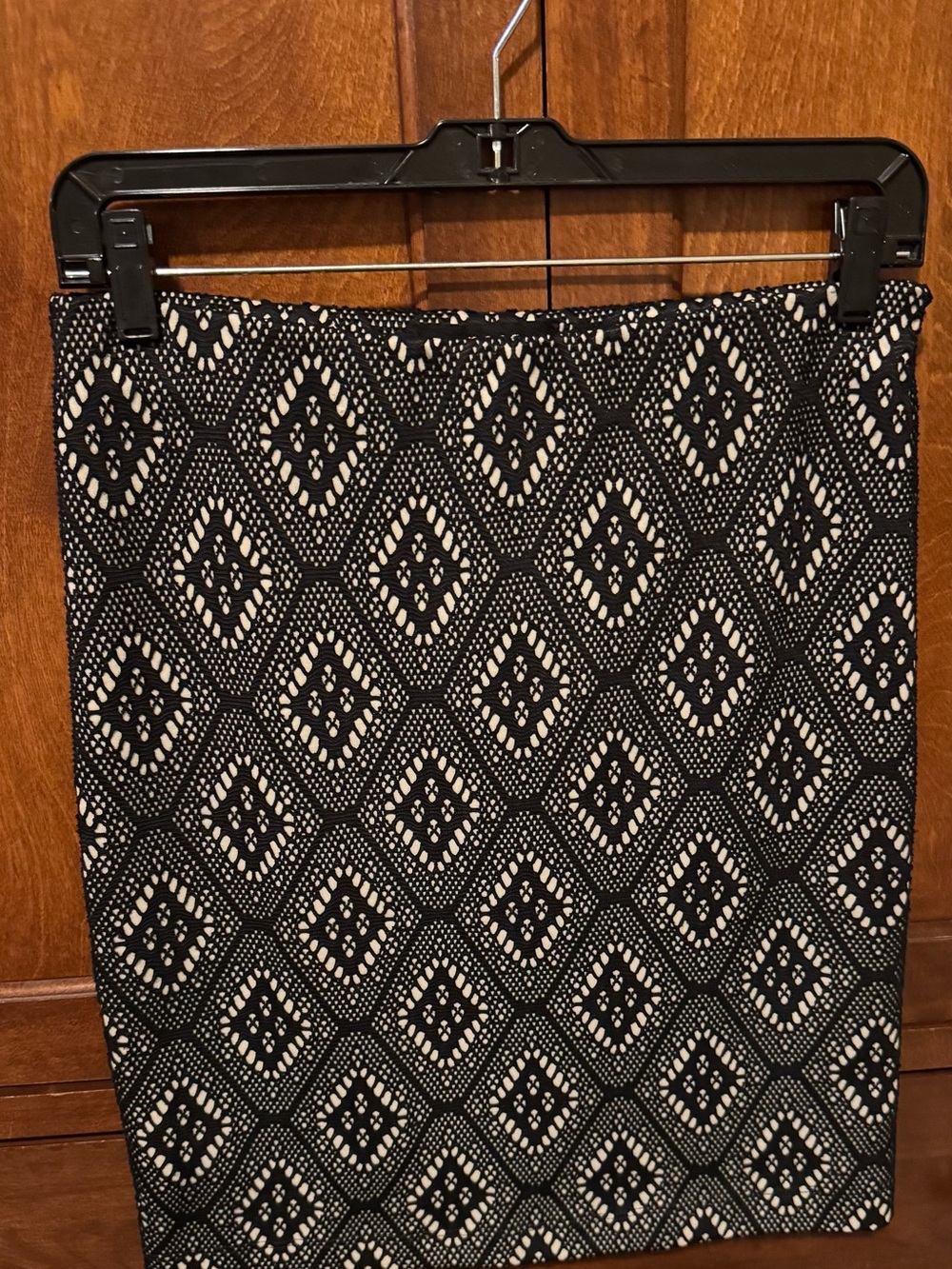 Black and Cream Patterned Pencil Skirt - Women